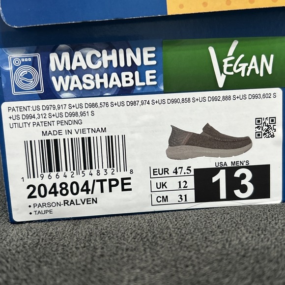 Skechers Parson Ralven Men 13 Taupe Brown Slip-In Relaxed Fit Comfort 204804/TPE